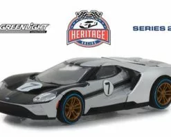 2017 Ford GT, Silver With Black - Greenlight 13220B/48 - 1/64 Scale Diecast Model Toy Car