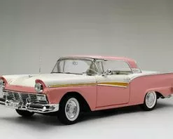 1957 Ford Fairlane 500 Skyliner, Coral Pink & Colonial White - Sun Star 1344 - 1/18 Diecast Car