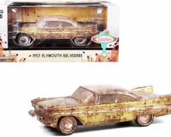 Tulsa, Oklahoma "Tulsarama" Underground Vault 1957 Plymouth Belvedere Unearthed, Desert Gold And Sand Dune White - Greenlight 18261 - 1/24 Scale Diecast Model Toy Car