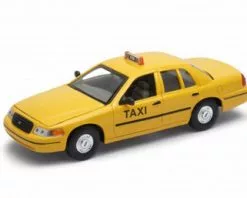 1999 Ford Crown Victoria Taxi, Yellow - Welly 22082WTX - 1/24 Scale Diecast Model Toy Car