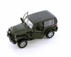 2007 Jeep Wrangler Rubicon Hardtop, Dark Green - Welly 22489HWG - 1/24 Scale Diecast Model Toy Car