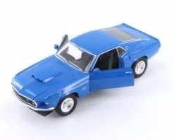 1969 Ford Mustang Boss 429 Hardtop, Blue - Welly 24067/4D - 1/24 Scale Diecast Model Toy Car
