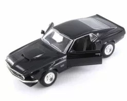 1969 Ford Mustang Boss 429, Black - Welly 24067WBK - 1/24 Scale Diecast Model Toy Car