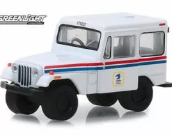 1971 Jeep DJ-5 US Postal Service, White W/Red & Blue - Greenlight 29997 - 1/64 Scale Diecast Car