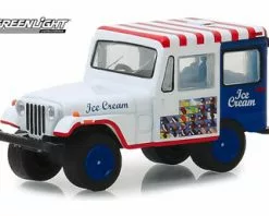 1975 Jeep DJ-5 Ice Cream Truck, White And Blue - Greenlight 30005/48 - 1/64 Scale Diecast Car
