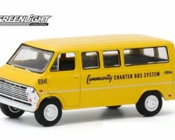1968 Ford Club Wagon School Bus, Community Charter Bus System - Greenlight 30155 - 1/64 Diecast Car