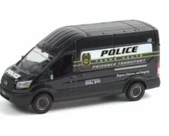 ModelToyCars Terre Haute, Indiana Police Prisoner Transport 2020 Ford Transit LWB High Roof, Black - Greenlight 30212/48 - 1/64 Scale Diecast Model Toy Car