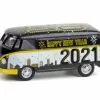ModelToyCars Happy New Year 2021 Volkswagen Type 2 Panel Van, Black & White - Greenlight 30222, 1/64 Diecast Car