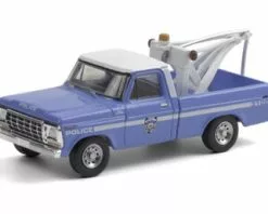 ModelToyCars New York City Police Department 1979 Ford  F-250 Tow Truck With Drop-In Tow Hook, Blue And White - Greenlight 30224/48 - 1/64 Scale Diecast Model Toy Car