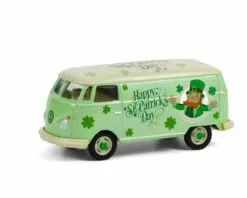 St Patrick's Day Volkswagen Type 2 Panel Van, Light Green - Greenlight 30252, 1/64 Diecast Car