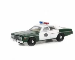 1975 Plymouth Fury, Dark Green And White - Greenlight 30325 1/64 Scale Diecast Car
