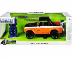 Jada Toys 1973 Ford Bronco, Orange With Matte Black/White - Jada 31058-MJ - 1/24 Scale Diecast Model Toy Car