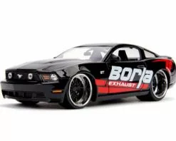 Jada Toys 2010 Ford Mustang GT Boral Exhaust Hardtop, Glossy Black With Red - Jada 31322/4 - 1/24 Diecast Car