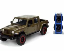 2020 Jeep Gladiator Rubicon W/Extra Wheels, Dark Green - Jada Toys 32307 - 1/24 Scale Diecast Car