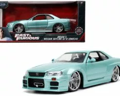Jada Toys Brian's Nissan Skyline GT-R BNR34, Fast And Furious Toys 32608/4 - 1/24 Scale Diecast Model Toy Car