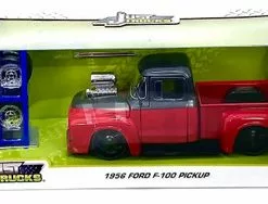 1956 Ford F-100 With Spare Tires, Red - Jada Toys 33019 - 1/24 Scale Diecast Model Toy Car