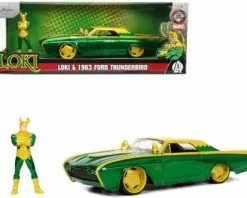 1963 Ford Thunderbird W/ Loki Figure, Marvel Cars - Jada Toys 33357 - 1/24 Scale Diecast Car