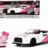 2009 Nissan GT-R (R35) #01 W/ Hello Kitty Figure, White - Jada Toys 33724 - 1/24 Scale Diecast Car -Diecast Cars Store 33724 jada white 2009 nissan gt r r35 01 with hello kitty racing figure diecast toy car 1 36275.1664289783.386.513