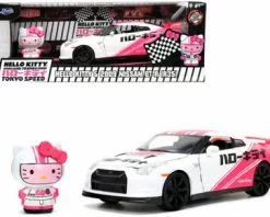 2009 Nissan GT-R (R35) #01 W/ Hello Kitty Figure, White - Jada Toys 33724 - 1/24 Scale Diecast Car