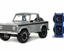 1973 Ford Bronco Pickup Truck With Extra Wheels, Gray - Jada Toys 33849 - 1/24 Scale Diecast Car