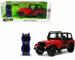 1992 Jeep Wrangler DV8 Off-Road With Extra Wheels, Red - Jada Toys 33851 - 1/24 Scale Diecast Car