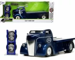 1947 Ford COE Flatbed W/Extra Wheels, Dark Blue Metallic - Jada Toys 33853 - 1/24 Scale Diecast Car