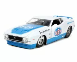 1973 Ford Mustang Mach 1 "MSP, White /Blue - Jada Toys 33858 - 1/24 Scale Diecast Model Toy Car