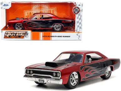 1970 Plymouth RoadRunner, Candy Red W/Flames - Jada Toys 33866 - 1/24 Scale Diecast Model Toy Car 3 1970 Plymouth RoadRunner, Candy Red W/Flames - Jada Toys 33866 - 1/24 Scale Diecast Model Toy Car
