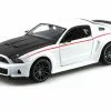 2014 Ford Mustang Street Racer Hard Top, White With Red Stripe - Showcasts 34506 - 1/24 Diecast Car -Diecast Cars Store 34506 SHO WHITE 2014 Ford Mustang Street Racer Hard Top Diecast Model Toy Car az 20573.1610381522.386.513