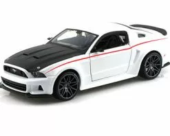 2014 Ford Mustang Street Racer Hard Top, White With Red Stripe - Showcasts 34506 - 1/24 Diecast Car