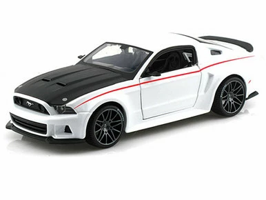 2014 Ford Mustang Street Racer Hard Top, White With Red Stripe - Showcasts 34506 - 1/24 Diecast Car 3 2014 Ford Mustang Street Racer Hard Top, White With Red Stripe - Showcasts 34506 - 1/24 Diecast Car