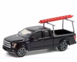 2017 Ford F-150 With Ladder Rack, Black - Greenlight 35200F/48 - 1/64 Scale Diecast Model Toy Car
