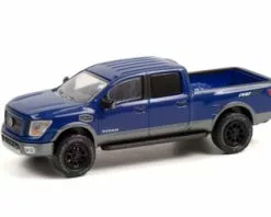 2018 Nissan Titan XD Pro-4X - Lifted, Blue - Greenlight 35210/48 - 1/64 Scale Diecast Model Toy Car