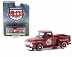 1954 Ford F-100 Pickup Truck, Burgundy - Greenlight 35220A/48 - 1/64 Scale Diecast Model Toy Car