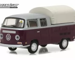 1971 Volkswagen Double Cab Pickup, Dark Red With Silver - Greenlight 37140/48 - 1/64 Diecast Car