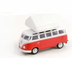 1964 Volkswagen Samba W/Camp'otel Rooftop Sleeper Tent, Red - Greenlight 38010A - 1/64 Diecast Car