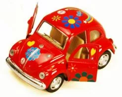 1967 Volkswagen Classic Beetle W/Decals, Red - Kinsmart 4026DF - 3.75Diecast Car (New, But NO BOX)