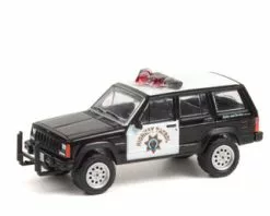 California Highway Patrol 1993 Jeep Cherokee , Black & White - Greenlight 42960B - 1/64 Diecast Car