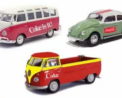 Motor City Classics 1962, 1967 Volkswagen 3-Piece Gift Set, Coca-Cola 458385 - 1/72 Scale Diecast Model Toy Cars