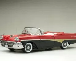 1958 Ford Fairlane 500 Open Convertible, Torch Red & Raven Black - Sun Star 5264 - 1/18 Diecast Car