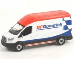 2017 Ford Transit LWB High Roof, White With Red And Blue - Greenlight 53040B 1/64 Scale Diecast Car