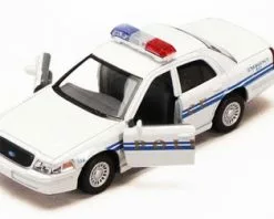 Ford Crown Victoria Police Interceptor, White - Kinsmart 5327/3D - 1/42 Scale Diecast Model Toy Car