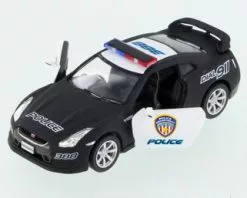 2009 Nissan GT-R Police, Black W/ White - Kinsmart 5340DP - 1/36 Scale Diecast Model Toy Car