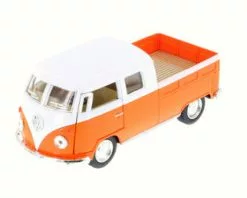 1963 Volkswagen Classical Bus Double Cab Pick Up, Orange - Kinsmart 5387D - 1/34 Scale Diecast Model Toy Car (Brand New, But NOT IN BOX)