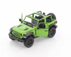 2018 Jeep Wrangler Rubicon Open Top, Green - Kinsmart 5412DA/GN - 1/34 Scale Diecast Model Toy Car