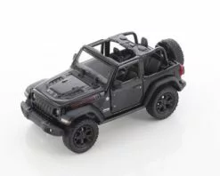 2018 Jeep Wrangler Rubicon Open Top, Black - Kinsmart 5412DA/BK - 1/34 Scale Diecast Model Toy Car