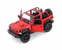 2018 Jeep Wrangler Rubion Open Top, Red - Kinsmart 5412DAB - 1/34 Scale Diecast Model Toy Car