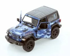 2018 Jeep Wrangler Rubicon, Camo Blue - Kinsmart 5420DAB - 1/34 Scale Diecast Model Toy Car