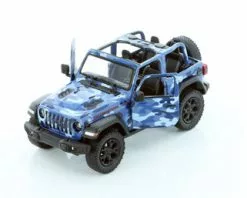 2018 Jeep Wrangler Rubicon, Camo Blue Kinsmart 5420DAB 1/34 Scale Diecast Model Car