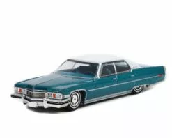 1973 Cadillac Sedan DeVille, Turquoise W/ White Roof - Greenlight 63010F 1/64 Scale Diecast Car